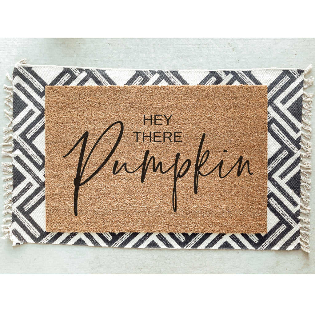 Hey There Pumpkin / Fall Doormat / Autumn Doormats / Hi Pumpkin Doormat / Welcome Mat / Pumpkin Doormat / Housewarming / Hostess Gift