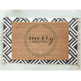 Merry Christmas Wreath Doormat / Red and Green Christmas Door Mat / Holiday Doormat / Holiday Decor / Christmas Design / Christmas / Hostess