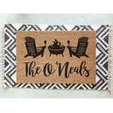 Adirondack Chairs Family Name Doormat / Muskoka Chairs / Lake House Family Name Door mat / Beach House / Last Name / Cottage / Cabin Doormat