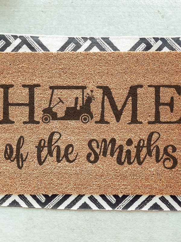 Golf Cart Doormat / Golfers Door Mat / Gift for Golfers / Birthday Gift / Fathers Day Gift / Gift for Dad / Housewarming Gift / Hostess Gift