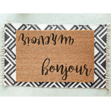 Bonjour Au Revoir Doormat / French Door Mat / En Francais / Housewarming Gift / Wedding Gift / Shower Gift / Birthday Gift / Quebec Doormat