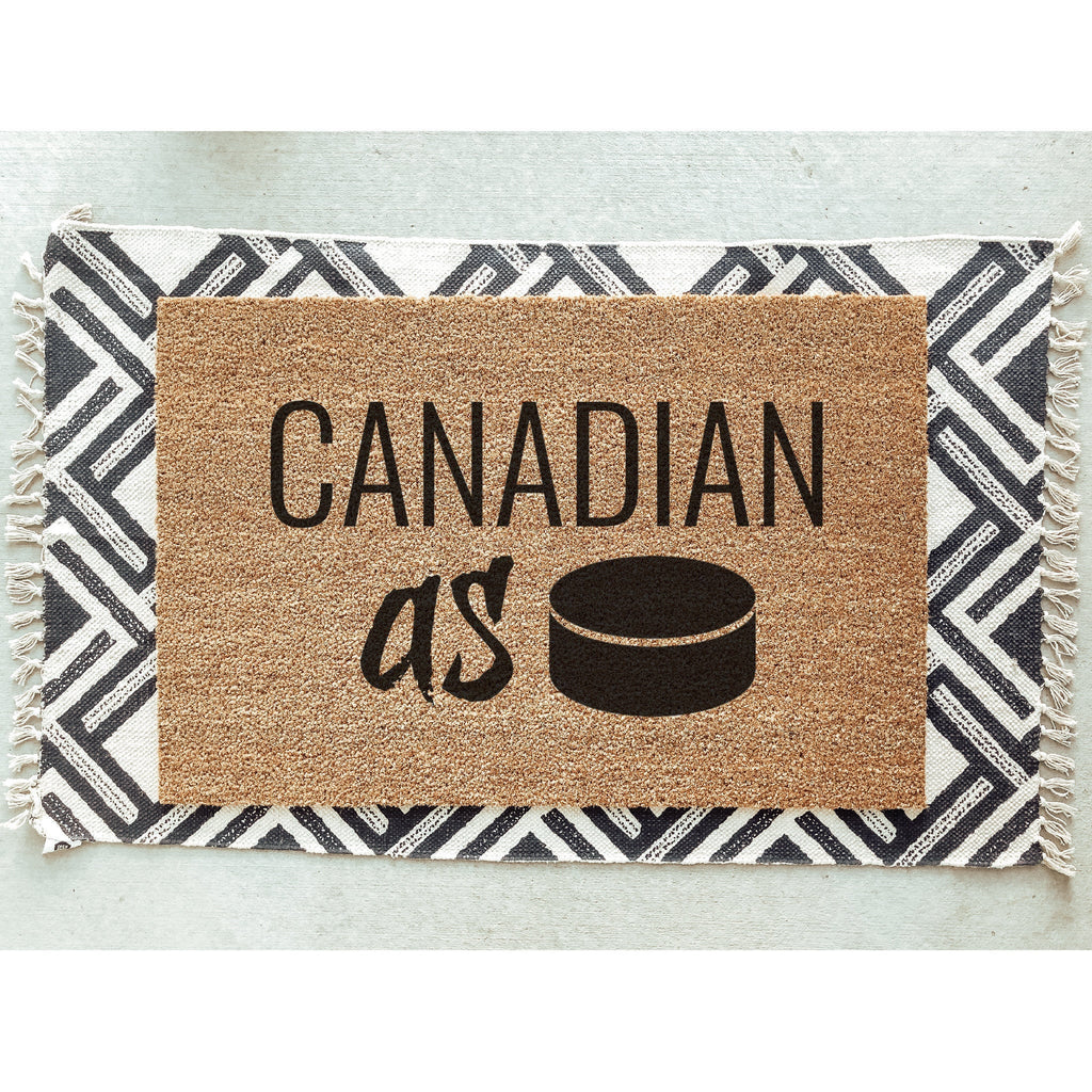 Canadian As Puck Doormat / Welcome Door Mat / Funny Doormat / Patriotic / Maple Leaf / Hockey / Ice Hockey, Fathers Day Gift, Canada Day