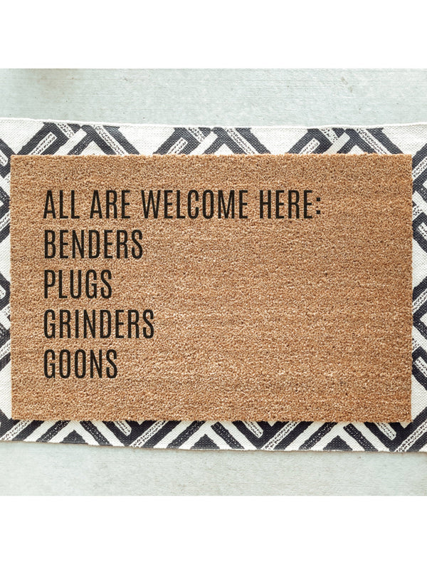 Hockey Doormat / All Are Welcome Here Door Mat / Welcome Mat / Funny Doormat / Canadian / Unique Doormat / Coach Gift / NHL / Hockey Player