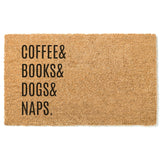 Favourite Things List Doormat / Coffee, Books, Dogs, and Naps Doormat / Welcome Mat / Funny Door Mat / Custom Gift / Birthday / Housewarming