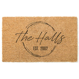 Coffee Stain Family Name Welcome Mat / Last Name Doormat / Surname Door Mat / Wedding Gift / Anniversary / Housewarming / Established Date