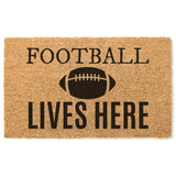 Football Lives Here Doormat / Welcome Mat / Fall Doormat / Autumn Doormat / Football / NFL / CFL / Sport Doormat / Gift for him / Coach Gift