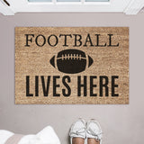 Football Lives Here Doormat / Welcome Mat / Fall Doormat / Autumn Doormat / Football / NFL / CFL / Sport Doormat / Gift for him / Coach Gift