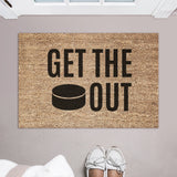 Get the Puck Out Doormat, Welcome Mat, Funny Doormat, Canadian Doormat, Hockey Doormat, Hockey Puck, NHL, Hockey, Fathers Day Gift, Birthday