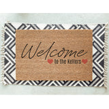 Welcome Doormat / Welcome Mat / Valentines Doormat / Family Name Door Mat / Valentines Gift / Wedding Gift / Love Doormat / Heart