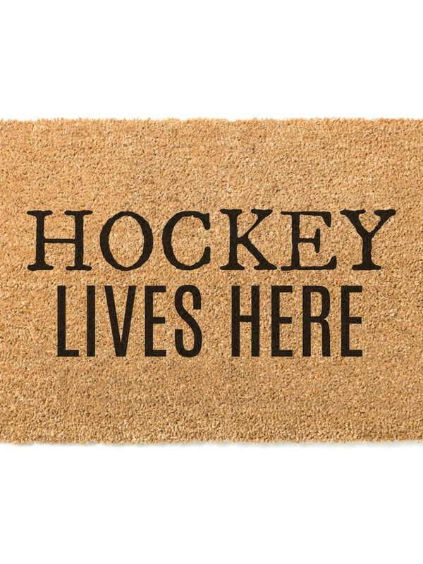Hockey Lives Here Doormat / Hockey Doormat / Welcome Mat / Funny / Canadian / NHL / Gift for Him / Gift for Dad / Fathers Day / Coach Gift