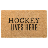 Hockey Lives Here Doormat / Hockey Doormat / Welcome Mat / Funny / Canadian / NHL / Gift for Him / Gift for Dad / Fathers Day / Coach Gift