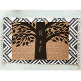 Tree with Initials Doormat / Welcome Mat / Valentines Doormat / Valentines Day / Valentines Gift / Wedding / Tree / Initials / Anniversary