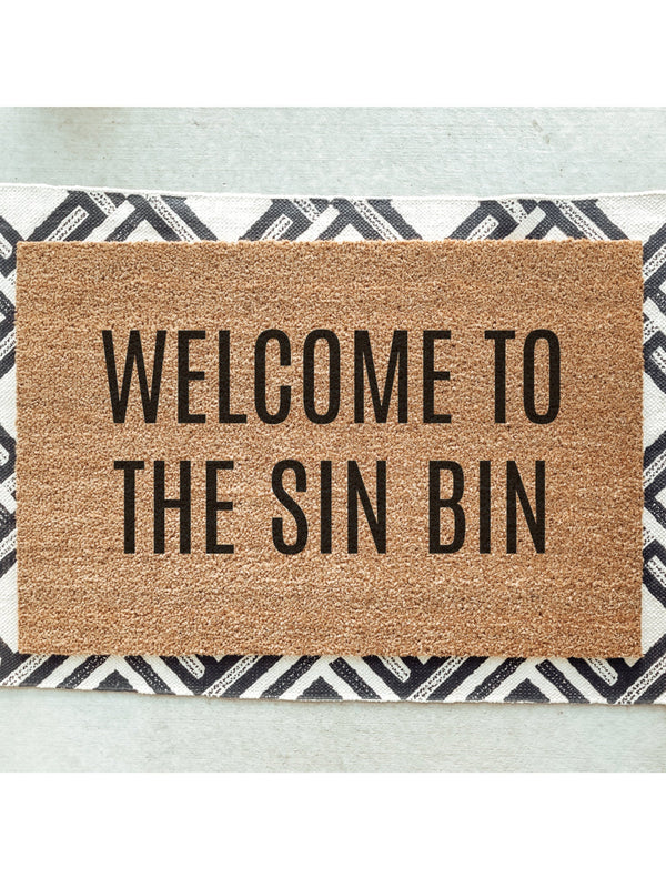 Welcome to the Sin Bin Hockey Doormat / Welcome Mat / Funny Doormat / Canadian Doormat / Hockey Doormat / NHL / Hockey Slang / Penalty Box