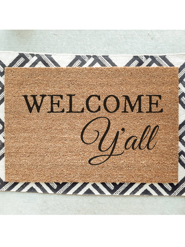 Welcome Y&#39;all Doormat / Welcome Mat / Door Mat / Country Decor / Farmhouse / Southern Decor / Birthday Gift / Farm Decor / Ranch / Stampede