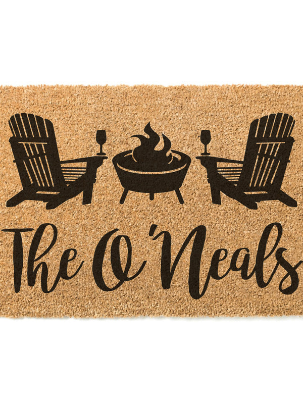 Adirondack Chairs Family Name Doormat / Muskoka Chairs / Lake House Family Name Door mat / Beach House / Last Name / Cottage / Cabin Doormat