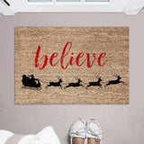 Believe Doormat / Christmas Door Mat / Holiday Doormat / Santa Doormat / Reindeer / Holiday Decor / Christmas Design / Hostess