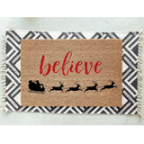 Believe Doormat / Christmas Door Mat / Holiday Doormat / Santa Doormat / Reindeer / Holiday Decor / Christmas Design / Hostess