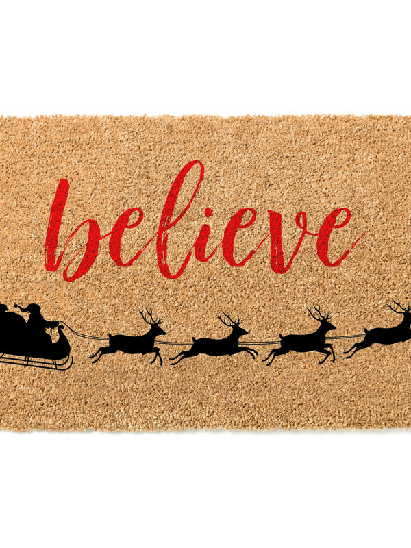Believe Doormat / Christmas Door Mat / Holiday Doormat / Santa Doormat / Reindeer / Holiday Decor / Christmas Design / Hostess