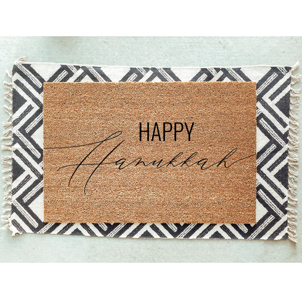 Happy Hanukkah Doormat / Happy Chanukah Classy Door Mat / Holiday Doormat / Holiday Decor / Hanukkah Gift / Chanukah Gift / Jewish Gift