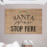 Santa Please Stop Here Doormat / Christmas Door Mat / Holiday Gift / Outdoor Decor / Christmas Gift / Holiday Decor / Welcome Mat / Hostess