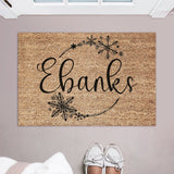 Family Name in Snowflake Wreath Doormat / Last Name Door Mat / Winter Decor / Christmas Doormat / Custom / Christmas Decor / Christmas Gift