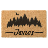 Trees Family Name Doormat / Forrest Door Mat / Welcome Mat / Hiker / Mountains / Last Name / Surname / Summer / Family Name / Wedding