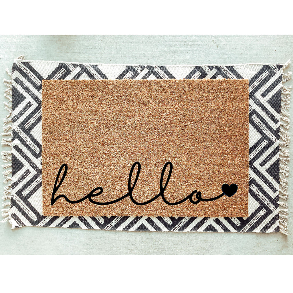 Hello Heart Doormat / Welcome Mat / Door Mat / Housewarming / Birthday Gift / Teacher Gift / Hostess Gift / Home Decor / Cute Doormat
