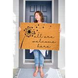 Dandelion All Are Welcome Here Doormat / Welcome Mat / Spring Door Mat / Inclusivity / Mi Casa Su Casa / Heart / Flower / Summer