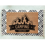Mountain Banner Doormat / Welcome Mat / Door Mat / Mountain / Forest / Trees / Camping / Family Name / Custom Doormat / Summer / Spring