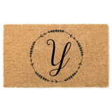 Floral Wreath Initial Doormat / Family Name / Custom / Last Name / Surname / Initials / Wedding / Anniversary / Flower / Housewarming