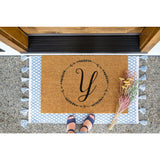 Floral Wreath Initial Doormat / Family Name / Custom / Last Name / Surname / Initials / Wedding / Anniversary / Flower / Housewarming