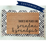 There&#39;s No Place Like Grandma and Grandpa&#39;s Doormat / Welcome Mat / Grandparent Door Mat / Nana / Papa / Oma / Opa / Grandparent Gift