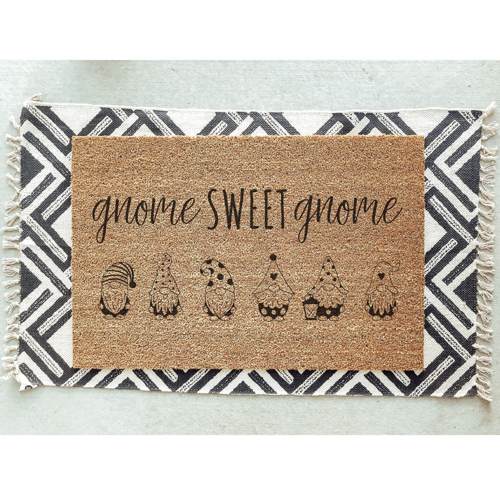 Gnome Sweet Gnome Doormat / Gardening Door Mat / Green Thumb / Funny Doormat / Garden Lovers Gift / Front Entrance / Welcome / Entry Mat