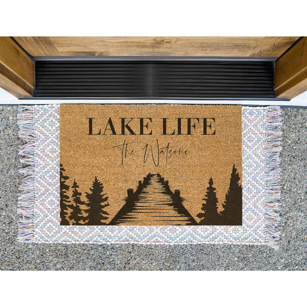 Lake Life Dock Family Name Doormat / Welcome Mat / Summer / Summertime / Wedding Gift / Housewarming / Cottage / Cabin / Vacation Home
