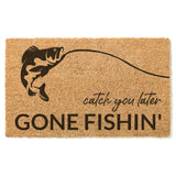 Gone Fishing / Welcome Mat / Fishing / Hobby / Outdoorsman / Hostess Gift / Summer / Summertime / Wedding Gift / Birthday Gift