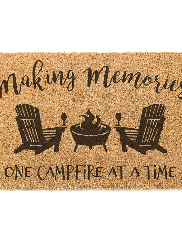Making Memories One Campfire At A Time Doormat / Muskoka Chairs / Lake House Family Name Door Mat / Beach House / Cottage / Cabin Doormat