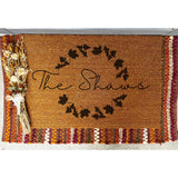 Fall Wreath Family Name Doormat / Welcome Mat / Fall Door Mat / Autumn Doormat / Surname / Last Name / Fall Decor / Fall Leaves / Halloween