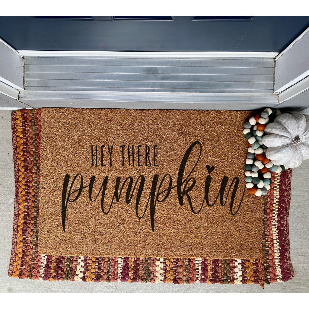Hey There Pumpkin Doormat / Welcome Mat / Fall Door Mat / Autumn Doormat / Outdoor Rug / Halloween Decor / Fall Decor / Outdoor Decor