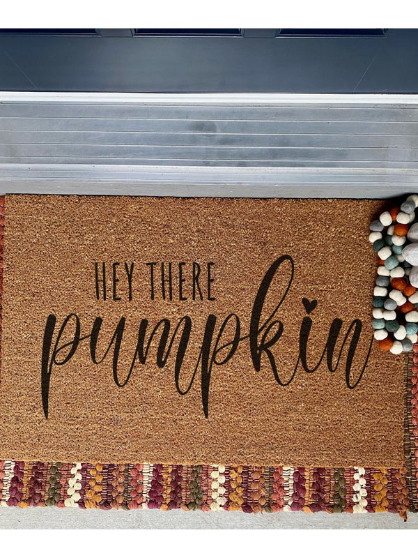 Hey There Pumpkin Doormat / Welcome Mat / Fall Door Mat / Autumn Doormat / Outdoor Rug / Halloween Decor / Fall Decor / Outdoor Decor