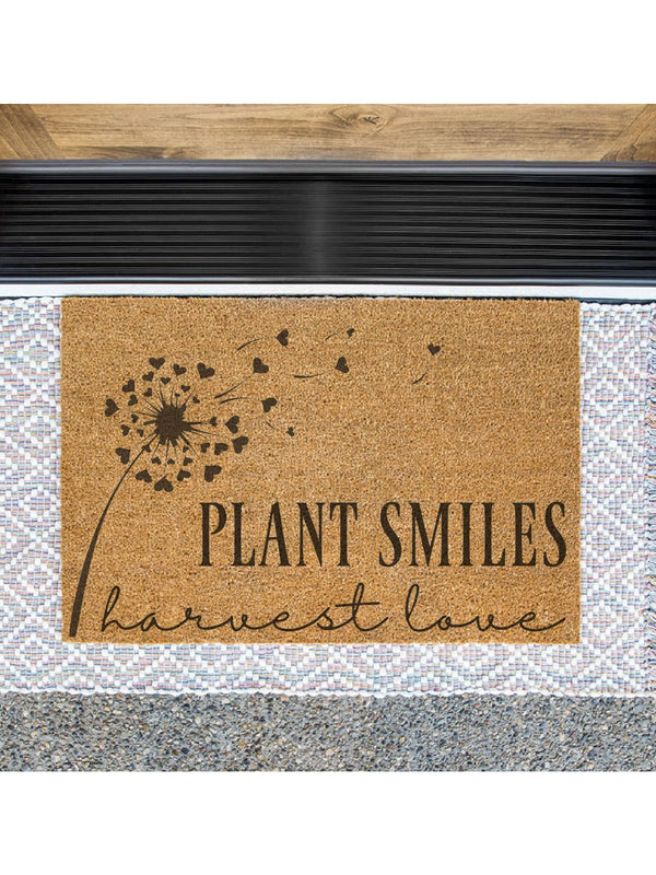 Plant Smiles Harvest Love Doormat / Welcome Mat / Fall Door Mat / Autumn Outdoor Mat /  Boho Decor / Harvest Doormat / Fall Leaves / Farming