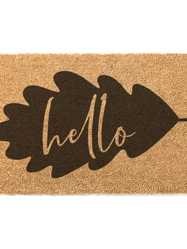 Hello Doormat / Fall Leaf Door Mat / Welcome Mat / Fall Doormat / Autumn Door Mat / Seasonal / Fall Decor / Halloween Decor / Outdoor Rug
