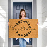 Fall Wreath Family Name Doormat / Welcome Mat / Fall Door Mat / Autumn Doormat / Surname / Last Name / Fall Decor / Fall Leaves / Halloween