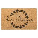 Fall Wreath Family Name Doormat / Welcome Mat / Fall Door Mat / Autumn Doormat / Surname / Last Name / Fall Decor / Fall Leaves / Halloween