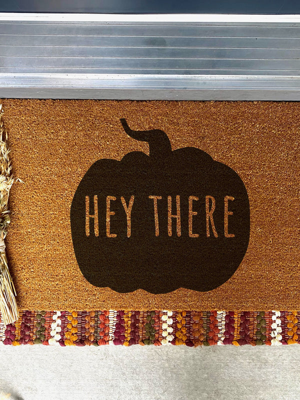 Hey There Pumpkin Doormat / Welcome Mat / Fall Door Mat / Autumn Outdoor Mat /  Boho Decor / Halloween Decor / Fall Decor / Fall Leaves