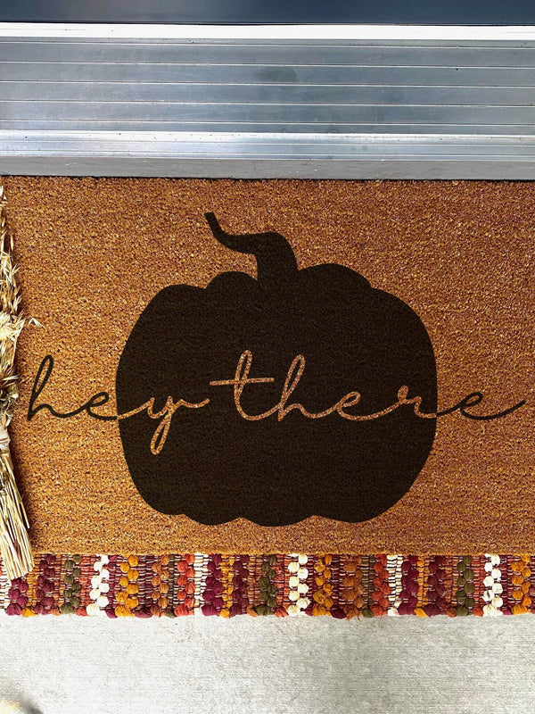 Hey There Pumpkin Doormat / Welcome Mat / Fall Door Mat / Autumn Outdoor Mat /  Boho Decor / Halloween Decor / Fall Decor / Fall Leaves