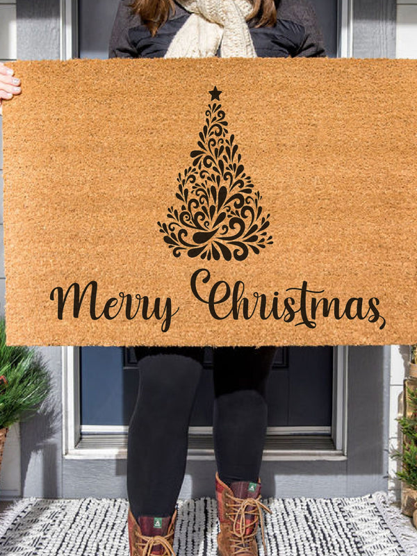 Merry Christmas Doormat / Holiday Doormat / Joyeux Noel / Holiday Decor / Christmas Design / Christmas Gift for Mom / Hostess Gift / Tree