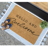 Hello and Welcome Doormat / Welcome Mat / Welcome Mat / Front Porch Decor / Wedding Gift / Housewarming Gift / Birthday Gift / Custom Mat