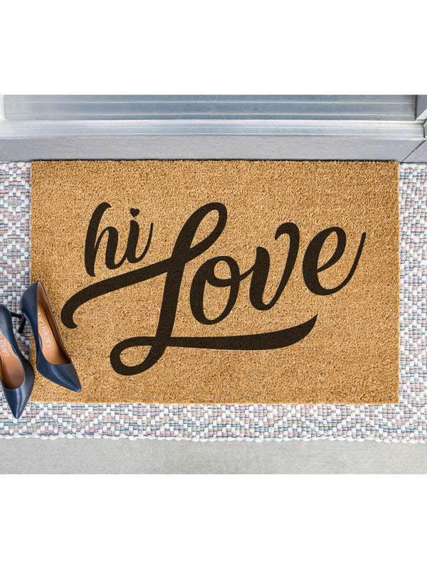 Hi Love Doormat / Welcome Mat / Love Door Mat / Valentines / Wedding / Heart / Anniversary Gift / Housewarming / Birthday Gift / Custom Mat