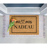 Mr and Mrs Heart Personalized Doormat, Custom Door Mat, Personalized Wedding Gift, Mr and Mr, Mrs and Mrs, Welcome Mat, Housewarming Gift