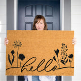 Hello Floral Spring Doormat, Welcome Mat, Cute Door Mat, Flower Hello Door Mat, Spring Decor, Front Porch Decor, Housewarming, Easter Decor